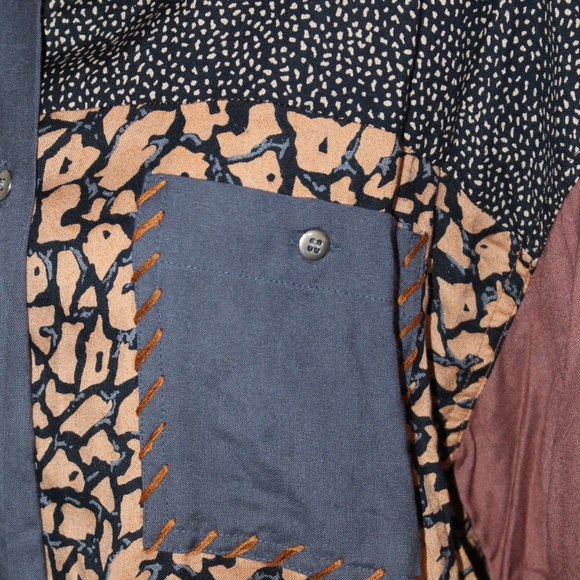 Vintage Together, multi print button down long sleeve blouse - Picture 4 of 6